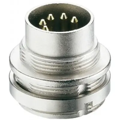 Panel plug, 4 pole, solder cup, screw locking, straight, 0314 04 - 1