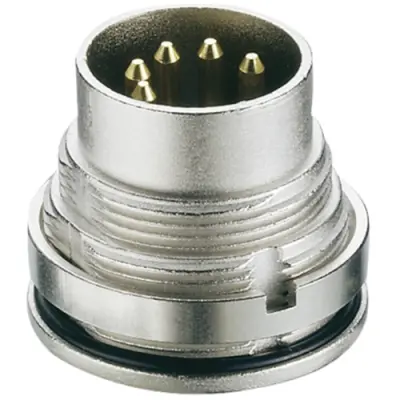 Panel plug, 5 pole, solder cup, screw locking, straight, 0315 05-1 - 1