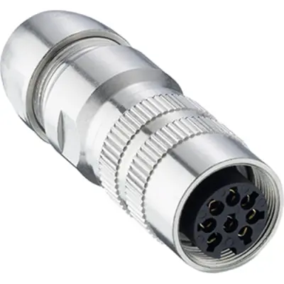 Jack, 8 pole, solder cup, screw locking, straight, 032200 08-1 - 1