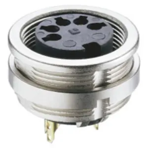 Panel socket, 3 pole, solder cup, screw locking, straight, 0304 03 - 1