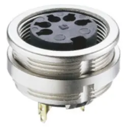 Panel socket, 3 pole, solder cup, screw locking, straight, 0304 03