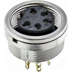 Panel socket, 5 pole, solder cup, screw locking, straight, 0304 05-1