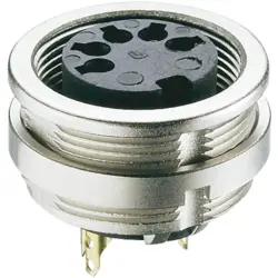 Panel socket, 7 pole, solder cup, screw locking, straight, 0304 07
