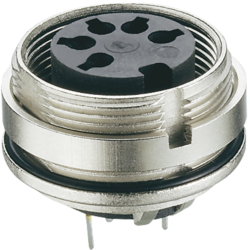 Panel socket, 7 pole, solder cup, screw locking, straight, 0307 07