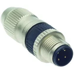 Plug, M12, 4 pole, IDC connection, screw locking, straight, 21031111405