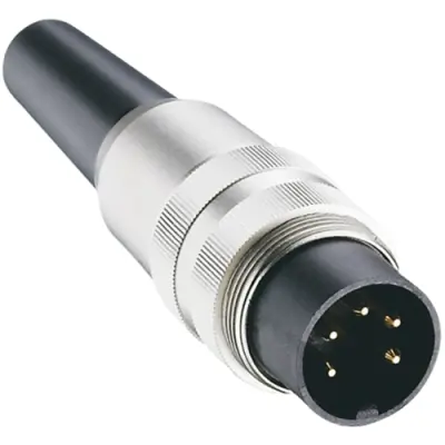 Plug, 5 pole, solder cup, screw locking, straight, SV 50/6 - 1