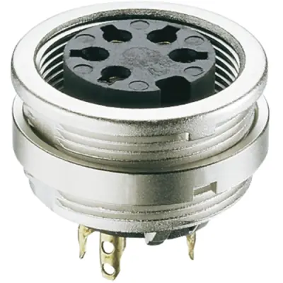 Panel socket, 7 pole, solder cup, screw locking, straight, KFV 71 - 1