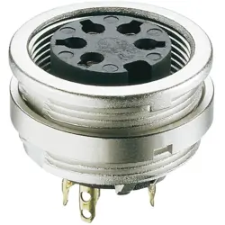 Panel socket, 7 pole, solder cup, screw locking, straight, KFV 71