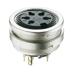 Panel socket, 8 pole, solder cup, screw locking, straight, KFV 80