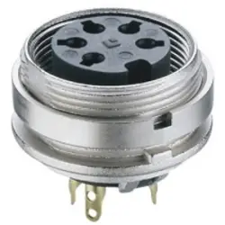 Panel socket, 3 pole, solder cup, screw locking, straight, KGV 30