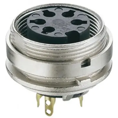 Panel socket, 5 pole, solder cup, screw locking, straight, KGV 50 - 1