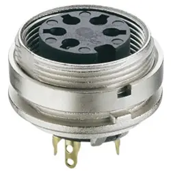Panel socket, 6 pole, solder cup, screw locking, straight, KGV 60