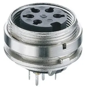 Panel socket, 3 pole, solder cup, screw locking, straight, KGR 30 - 1