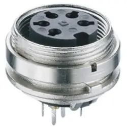 Panel socket, 3 pole, solder cup, screw locking, straight, KGR 30