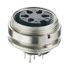 Panel socket, 5 pole, solder cup, screw locking, straight, KGR 50/6