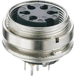 Panel socket, 12 pole, solder cup, screw locking, straight, KGR 120
