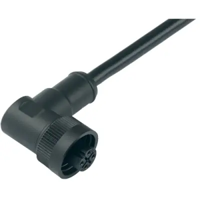 Sensor actuator cable, cable socket, angled to open end, 3 pole + PE, 2 m, PVC, black, 16 A, 79 0234 20 04 - 1