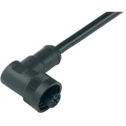 Sensor actuator cable, cable socket, angled to open end, 3 pole + PE, 2 m, PVC, black, 16 A, 79 0234 20 04