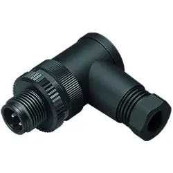 Plug, M12, 4 pole, screw connection, screw locking, angled, 99 0429 69 04