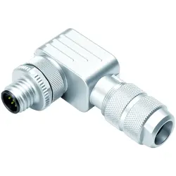 Plug, M12, 8 pole, screw connection, screw locking, angled, 99 1489 824 08