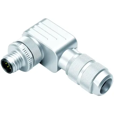 Plug, M12, 8 pole, screw connection, screw locking, angled, 99 1489 824 08 - 1
