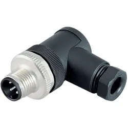 Plug, M12, 4 pole, screw connection, screw locking, angled, 99 0429 145 04