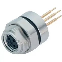 Panel socket, M8, 3 pole, THT, screw locking, straight, 86 6518 1122 00003