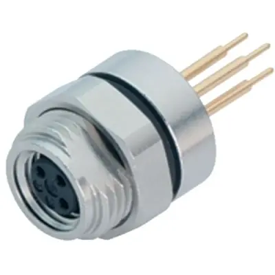 Panel socket, M8, 3 pole, THT, screw locking, straight, 86 6518 1122 00003 - 1