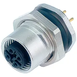 Panel socket, M12, 4 pole, THT, screw locking, straight, 86 0632 1000 00004