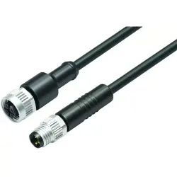 Sensor actuator cable, cable plug, straight to cable socket, straight, 4 pole, 2 m, PUR, black, 4 A, 77 3430 3405 50004-0200