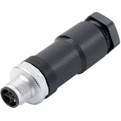 Plug, M12, 2 pole + PE, screw connection, screw locking, straight, 99 0685 19 03