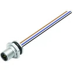 Panel plug, M12, 5 pole, strand connection, screw locking, straight, 76 2631 1111 00005-0200