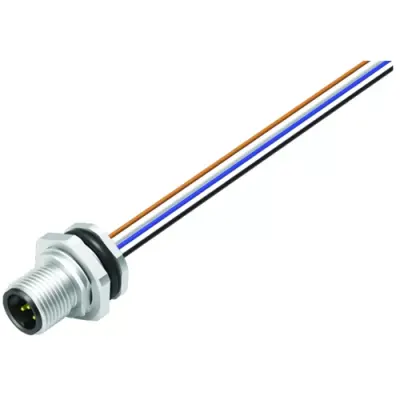 Panel plug, M12, 5 pole, strand connection, screw locking, straight, 76 2631 1111 00005-0200 - 1