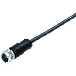 Sensor actuator cable, M12-cable socket, straight to open end, 4 pole, 2 m, PUR, black, 8 A, 77 0606 0000 50704-0200