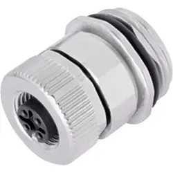 Panel socket, M12, 5 pole, screw connection, screw locking, straight, 86 0432 0003 00005
