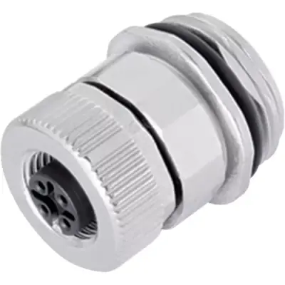 Panel socket, M12, 5 pole, screw connection, screw locking, straight, 86 0432 0003 00005 - 1