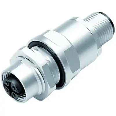 Adapter, M12 (4 pole, plug) to M12 (4 pole, socket), straight, 09 5240 10 04 - 1