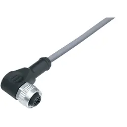 Sensor actuator cable, M12-cable socket, angled to open end, 4 pole, 2 m, PVC, gray, 4 A, 77 4434 0000 20004-0200