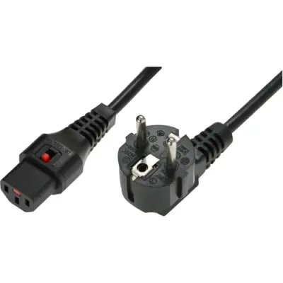 Power cord, Europe, plug type E + F, angled on C13 socket, straight, H05VV-F3G1.0 mm², black, 2 m, IL13-EU1-H05-3100-200 - 1