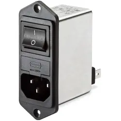 IEC inlet filter C14, 50 to 400 Hz, 2 A, 250 VAC, 2 mH, faston plug 6.3 mm, FN284-2-06