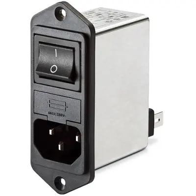 IEC inlet filter C14, 50 to 400 Hz, 4 A, 250 VAC, 1 mH, faston plug 6.3 mm, FN286-4-06 - 1