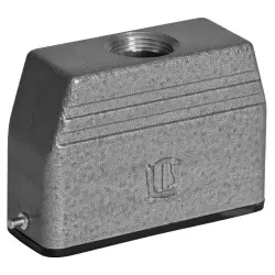 Housing, size 5, die-cast aluminum, PG21, angled/straight, clip locking, IP65, 1-1102539-7