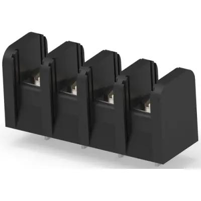 PCB terminal, 4 pole, pitch 11.1 mm, AWG 12, 20 A, screw connection, black, 1-1437416-3 - 1