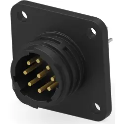 Circular connector, 9 pole, solder connection, straight, 1-206852-1