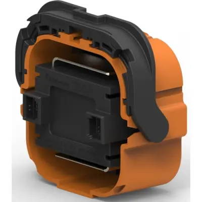 Connector, 2 pole, straight, 1 row, orange, 1-2103172-1 - 1
