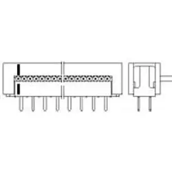 Connector, 10 pole, 2 rows, pitch 2.54 mm, solder pin, tin-plated, 1-216119-0