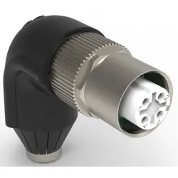 Circular connector, 4 pole, crimp connection, screw locking, angled, 1-2823588-2