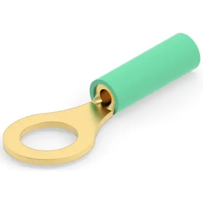 Insulated ring cable lug, 0.26-0.65 mm², AWG 22 to 20, 5 mm, green, 1-332434-0 - 1