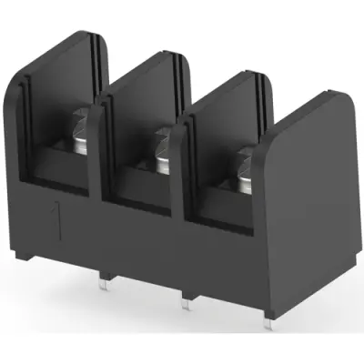 PCB terminal, 3 pole, AWG 22-12, 20 A, quick connection, black, 1437665-6 - 1