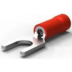 Insulated forked cable lug, 0.3-1.42 mm², AWG 22 to 16, 4.34 mm, M4, red, 155129-1